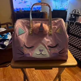 Pink Kitty Unicorn Duffle Bag Little Girls Travel Bag with Shoulder Strap