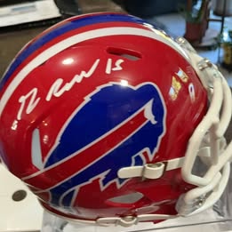 Greg Rousseau Signed Buffalo Bills Red Throwback peed Mini Helmet