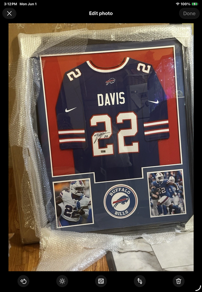 Ray Davis NIKE AUTHENTIC  Signed Framed Jersey TSE-COA Buffalo Bills