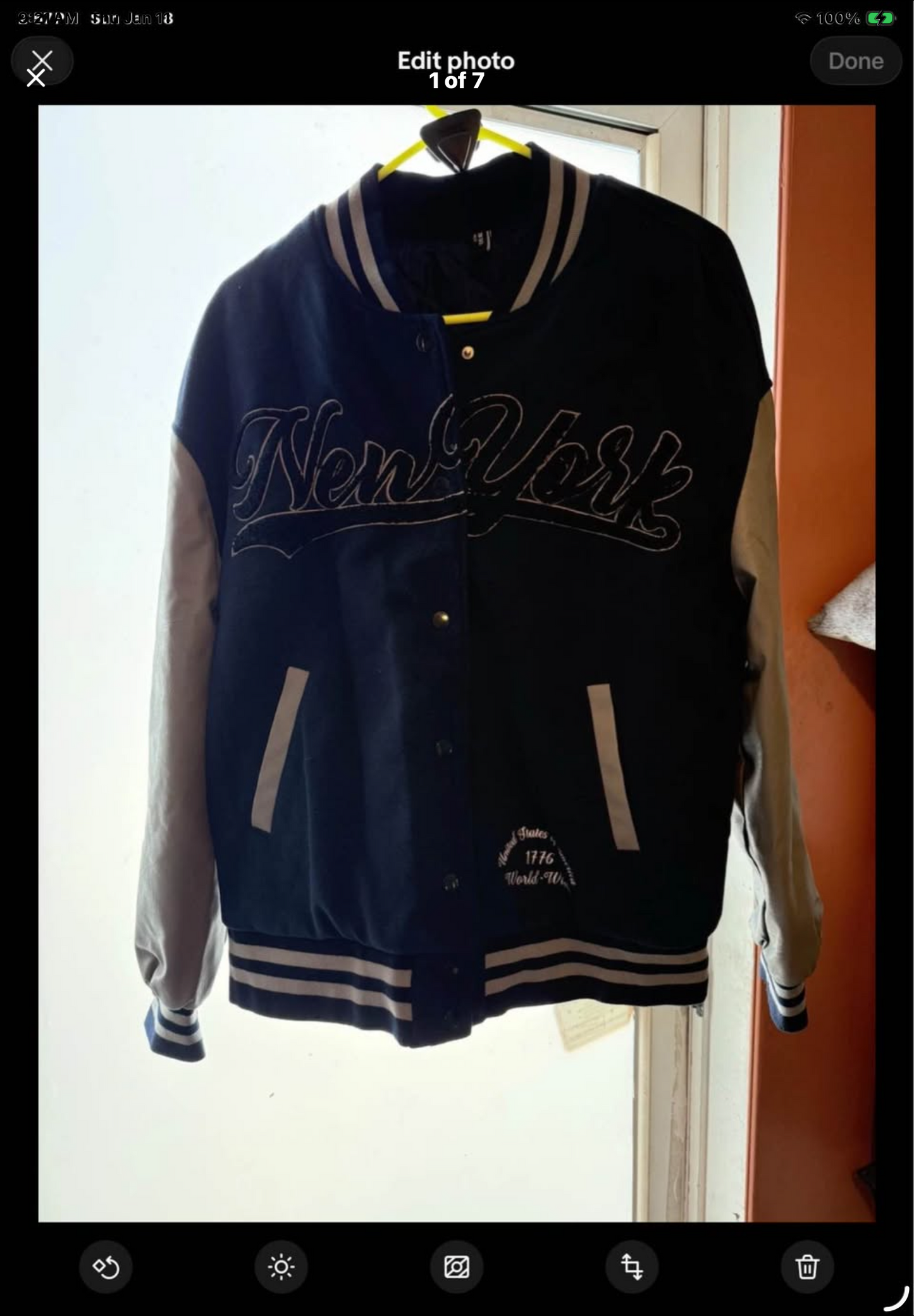 Womens American Bazi Cropped NY Varsity Medium Jacket