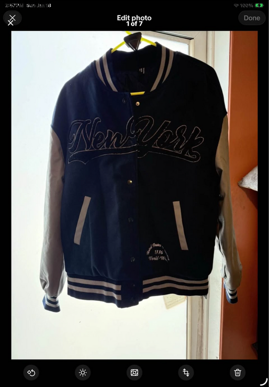 Womens American Bazi Cropped NY Varsity Medium Jacket
