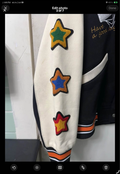 Embroidered Varsity Poker Jacket Black And Orange "Lucky Jacket" New Wave Street