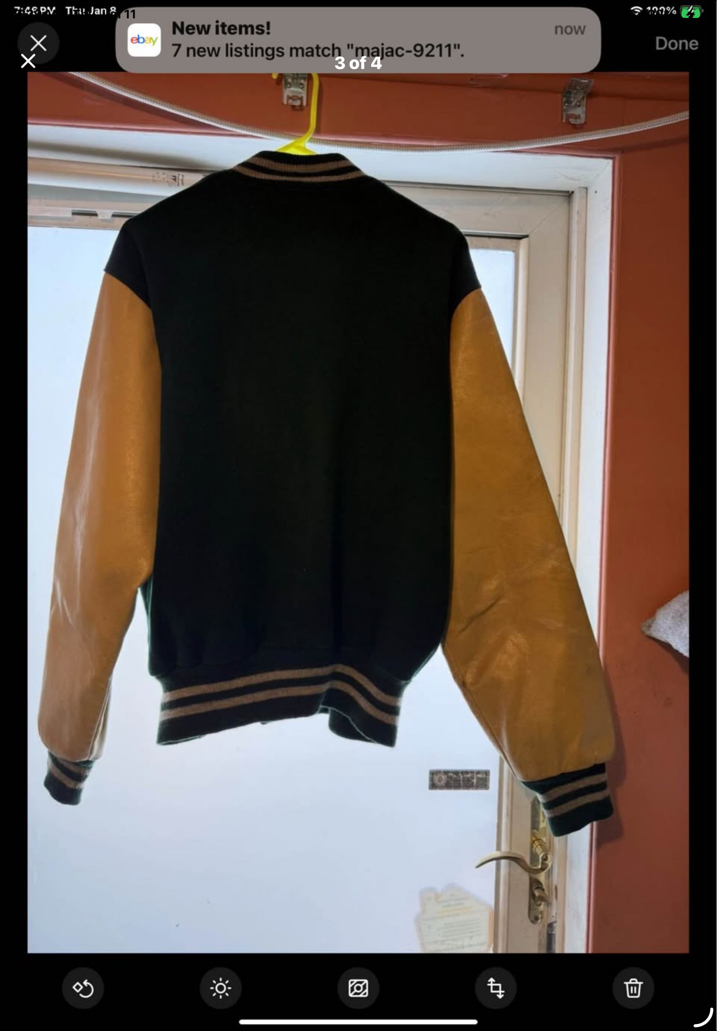 Vintage 50'S 60'S Wool Varsity Jacket Award Letterman Green/Yellow Leather Sz 46