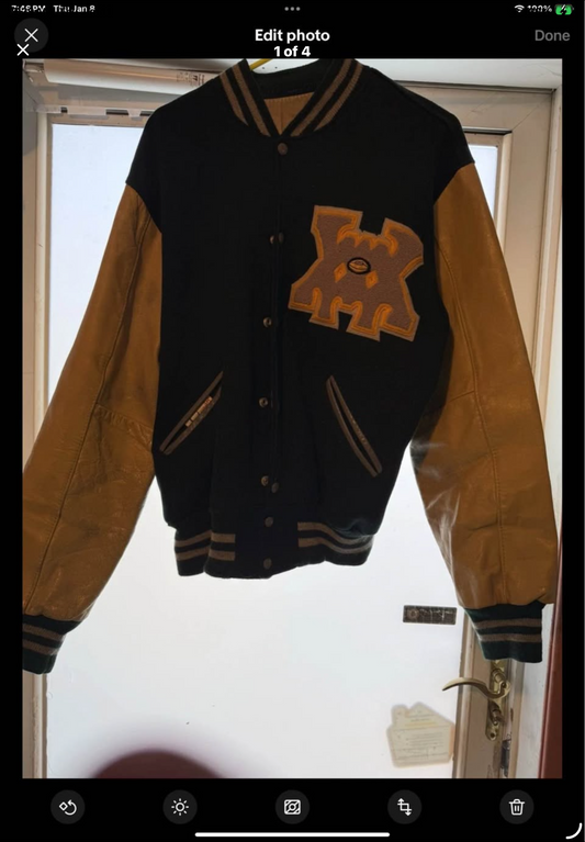Vintage 50'S 60'S Wool Varsity Jacket Award Letterman Green/Yellow Leather Sz 46