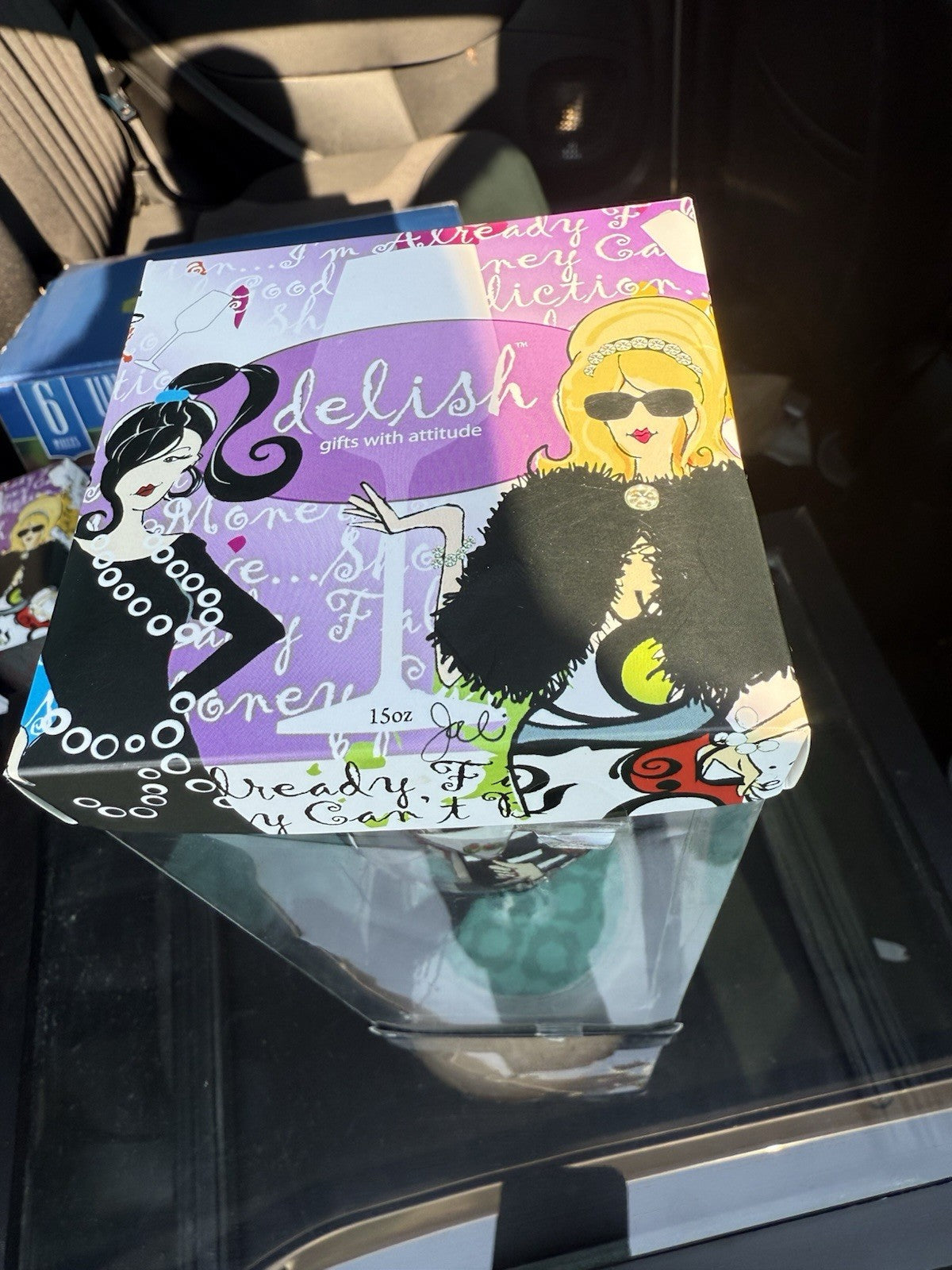 2 NIB NOVELTY DE-LITE HAND PAINTED WINE GLASSES BIN 992