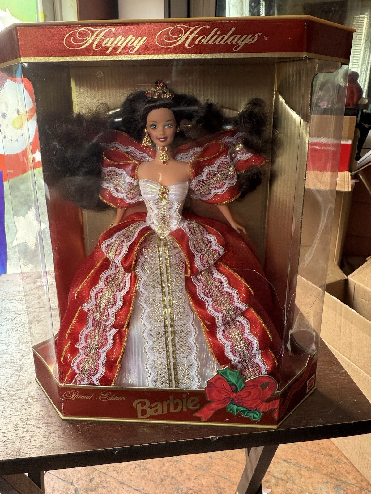 RARE 1997 Misprint Green Eyes Holiday Barbie Happy Holidays Special Edition SHE0