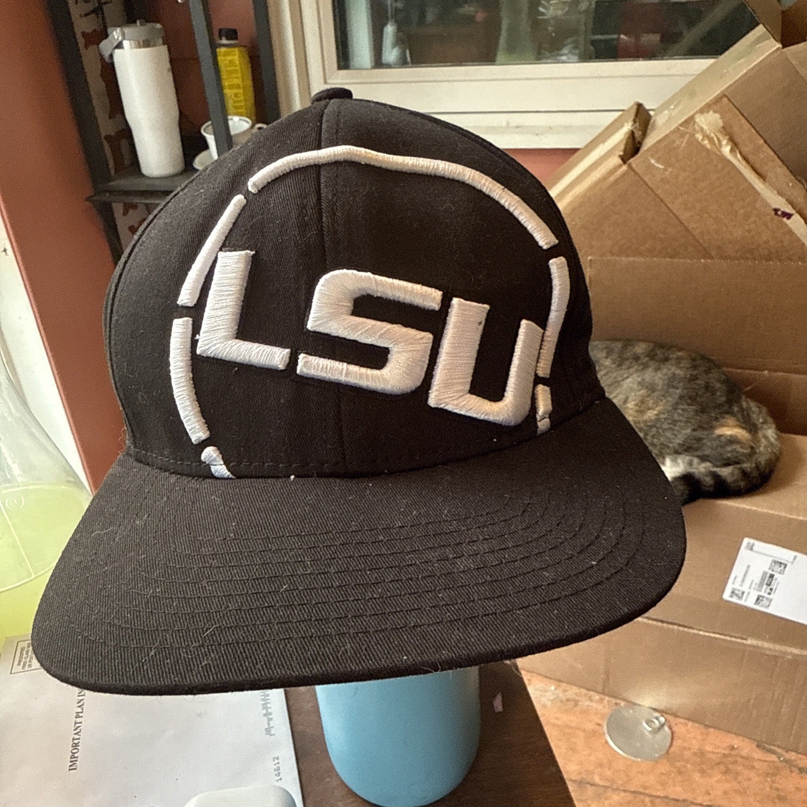 LSU Tigers Zephyr Black Stretch Hat Cap Size Lg/XLg BIN 60