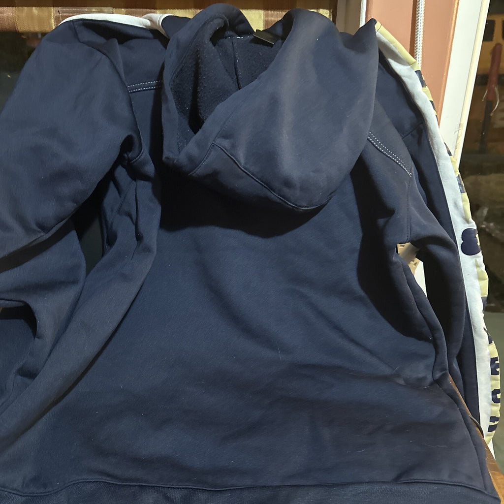 Adidas Notre Dame Adult L / M Fighting Irish Striped Spell Out Navy Hoodie B 5883