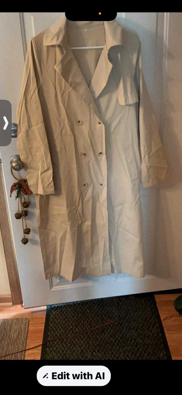 Womens Casual TAN Button Long Sleeve Long Trench Coat Shackett  - MED BIN 30