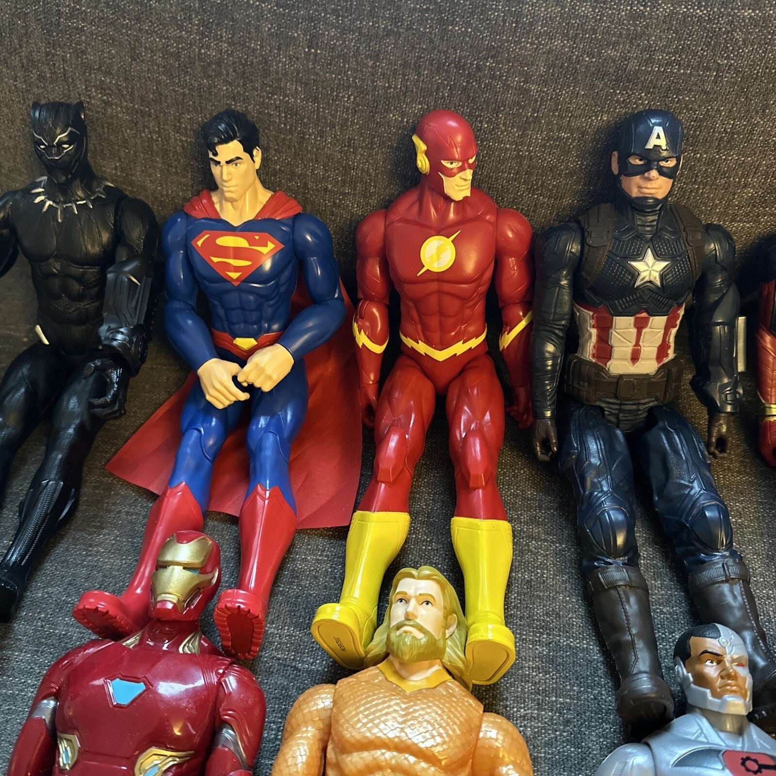 Marvel & DC Comics Figures Lot Of (8) 11-12" Hasbro Superman, Aquaman, SEE PIC2