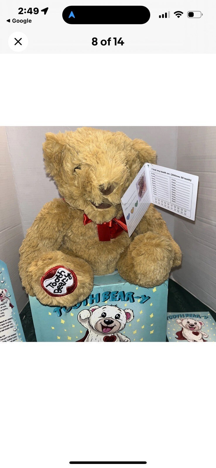 TOOTH BEAR-Y TOOTHBRUSH STORY BOOK & KEEPSAKE TOOTH FAIRY TEDDY BEAR PLUSH5