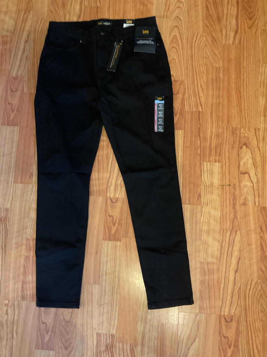 womens black stretchy lee slim fit skinny leg mid rise jeans sz 14m B 5002