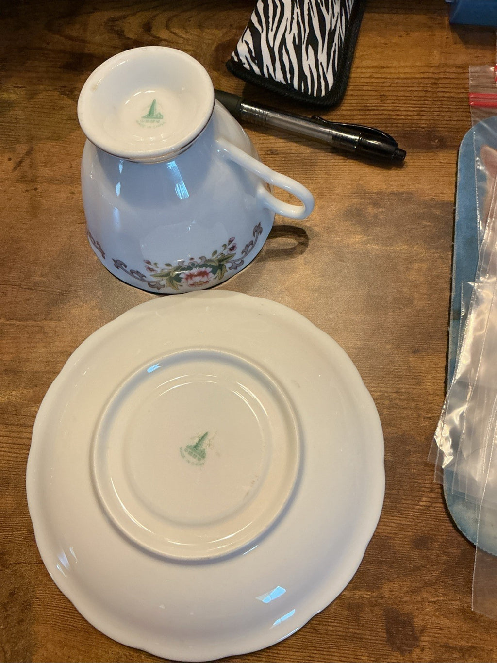 Nanjing Pagoda Lotus Flower Teacup and Saucer. CHN 112