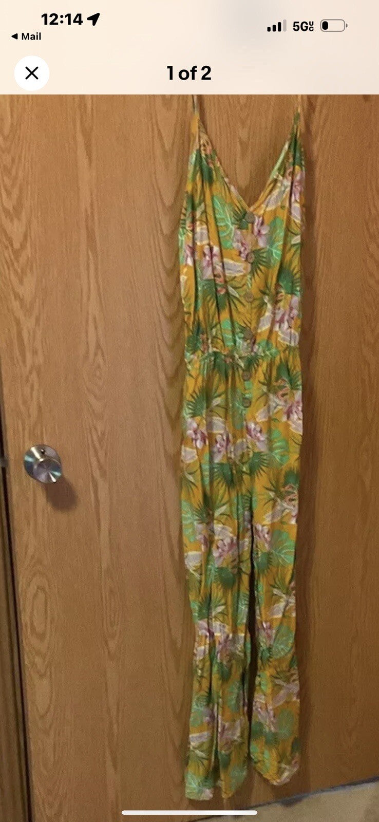 Sun & Fun dress Gold Floral With Spaghetti Straps M/L BIN 61