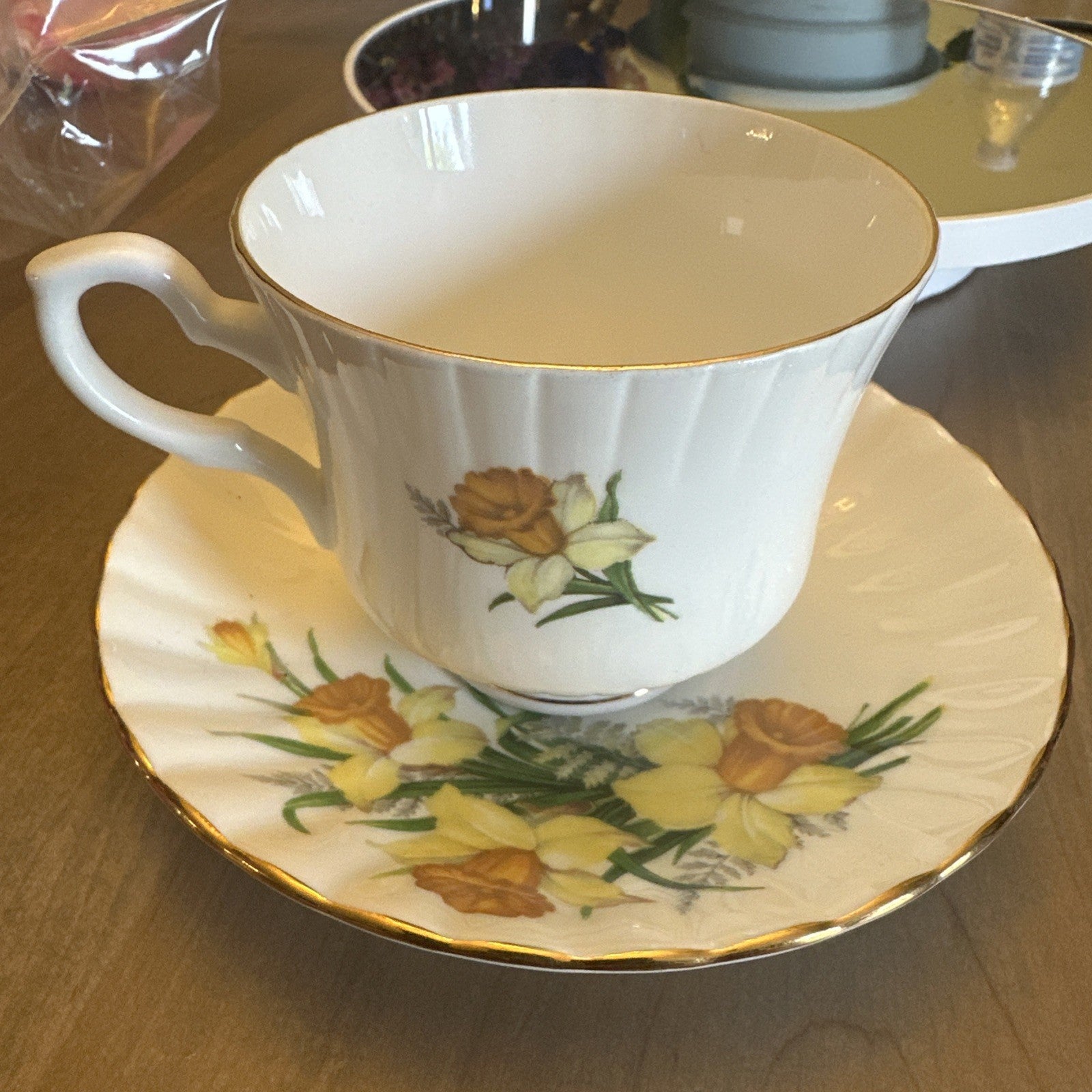 Vintage Royal Stafford Floral Bone China Tea Cup & Saucer England Made CHN 322