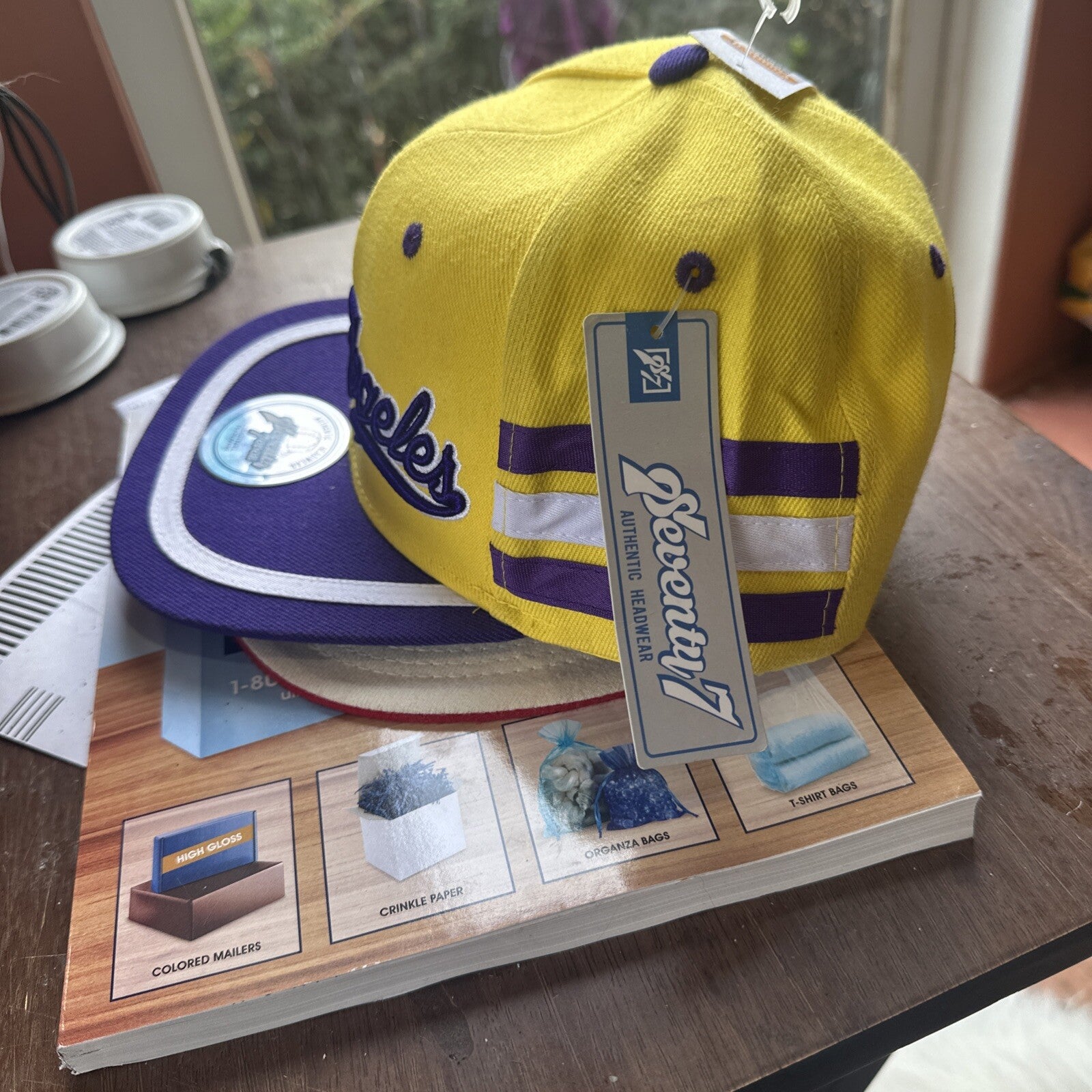 Los Angeles Collector Edition Seventy Seven Hat Yellow Purple Snap Cap NWT BIN 91