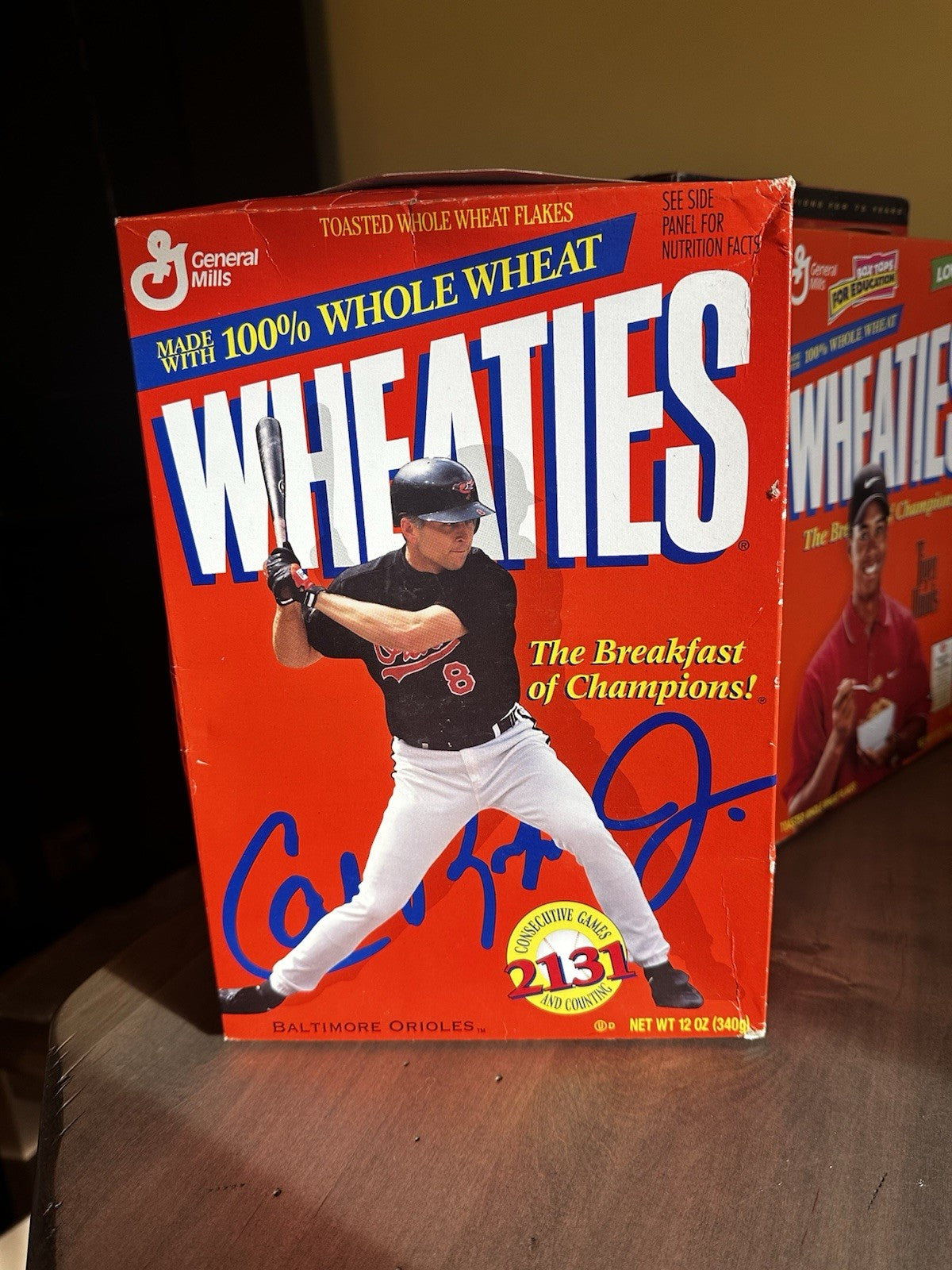 LOT (3) Vintage Wheaties Cereal Box Tiger Woods, Babe Ruth, Cal Ripken Unopened2