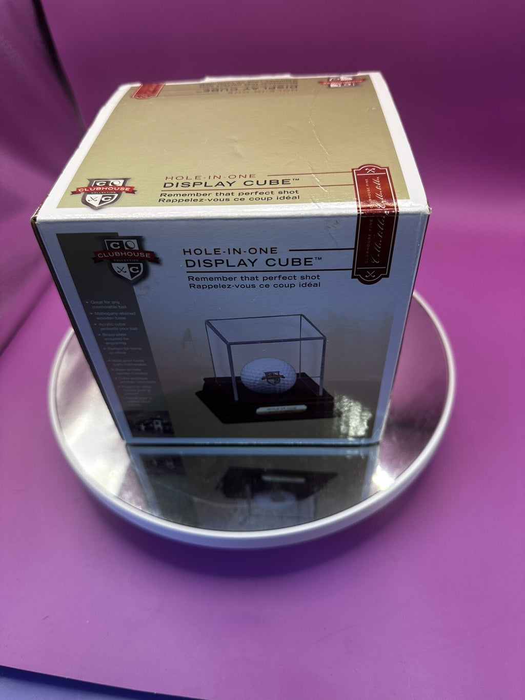 Clubhouse- Golf Ball  Display Case With Signed Stewart Cink Golf Ball COA WHT 34