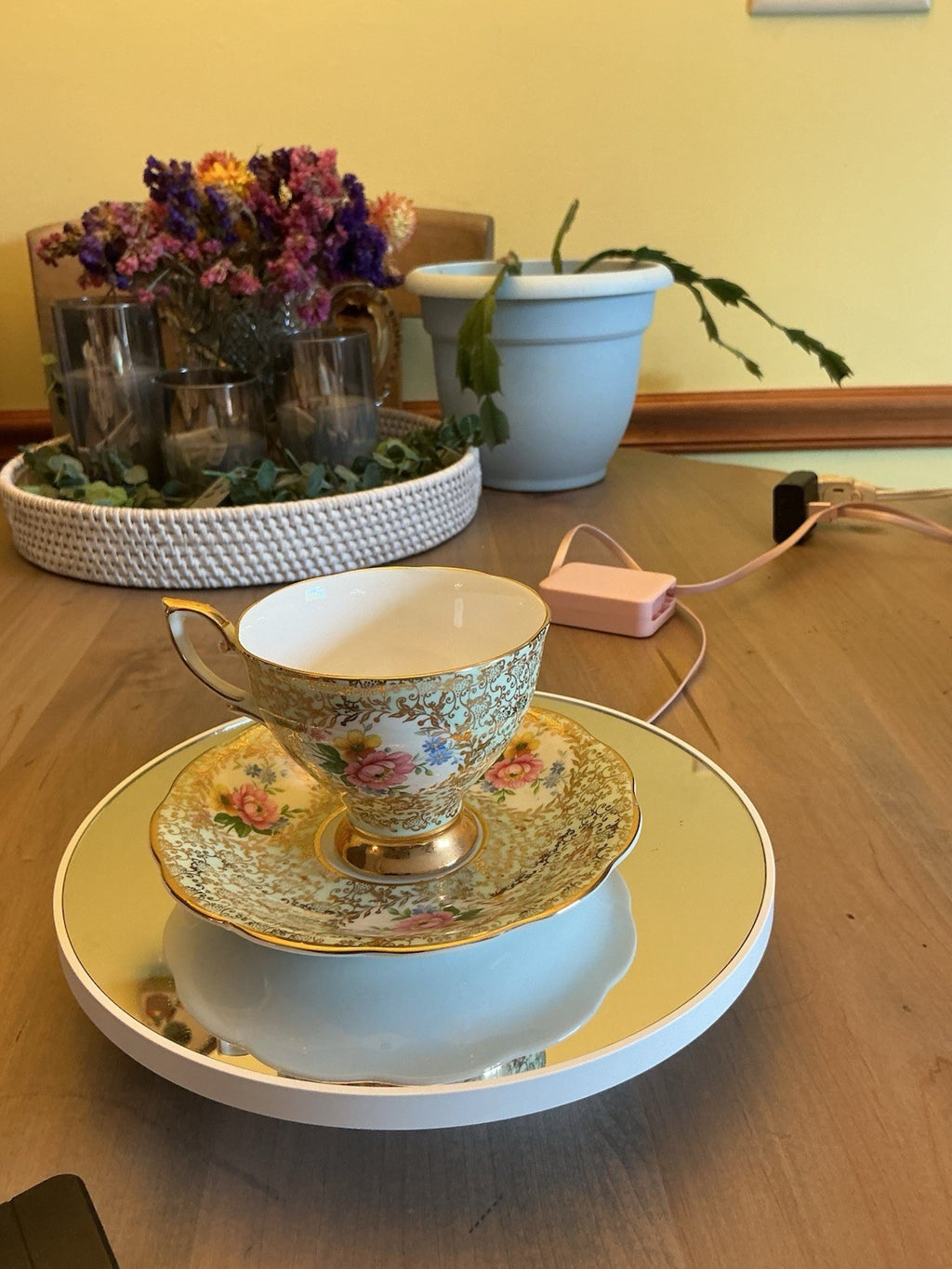 Royal Standard Teacup and Saucer Pink Rose Gold Accents CHN 330