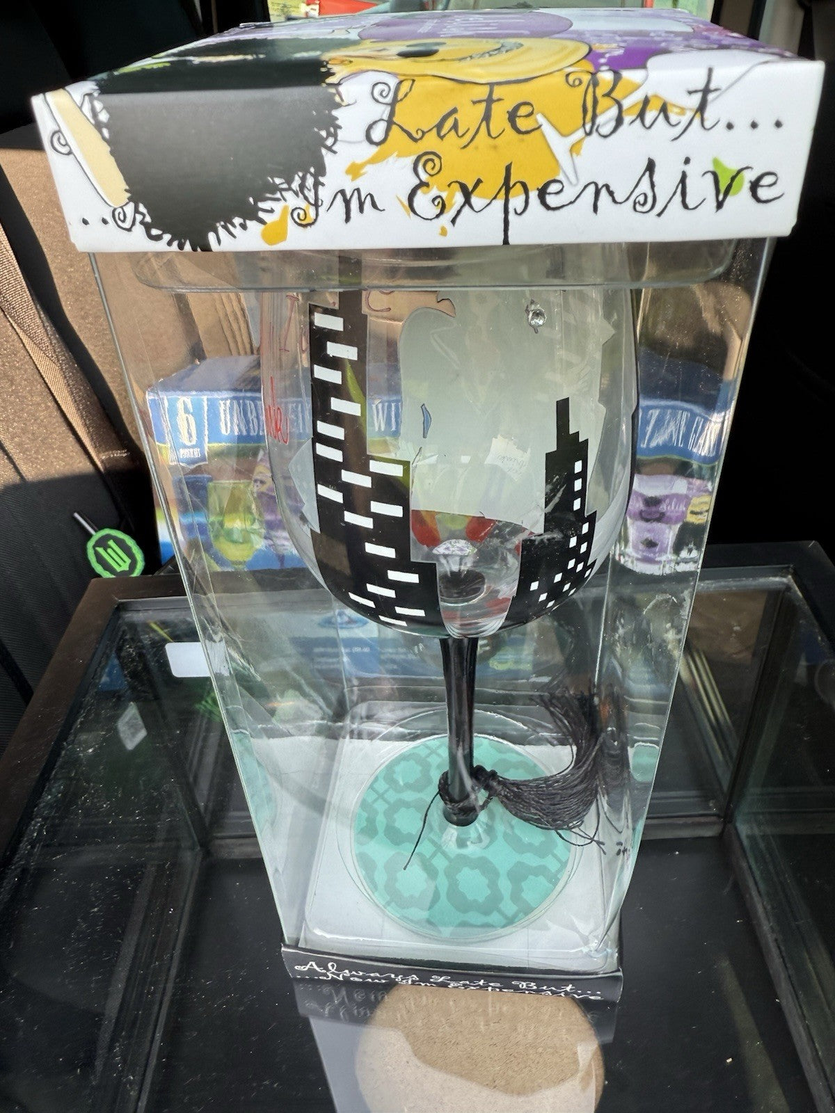 2 NIB NOVELTY DE-LITE HAND PAINTED WINE GLASSES BIN 994