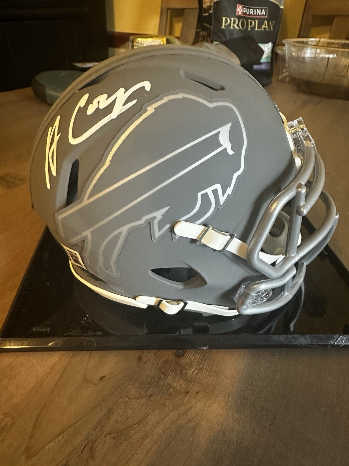 AMARI COOPER SIGNED BUFFALO BILLS SLATE  MINI HELMET BECKETT COA With UV CASE1