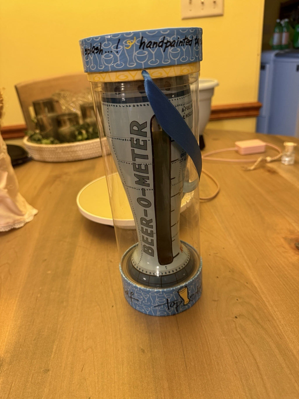 TOP SHELF PILSNER BEER GLASS “BEER-O-METER” HANDPAINTED SHE MLM3