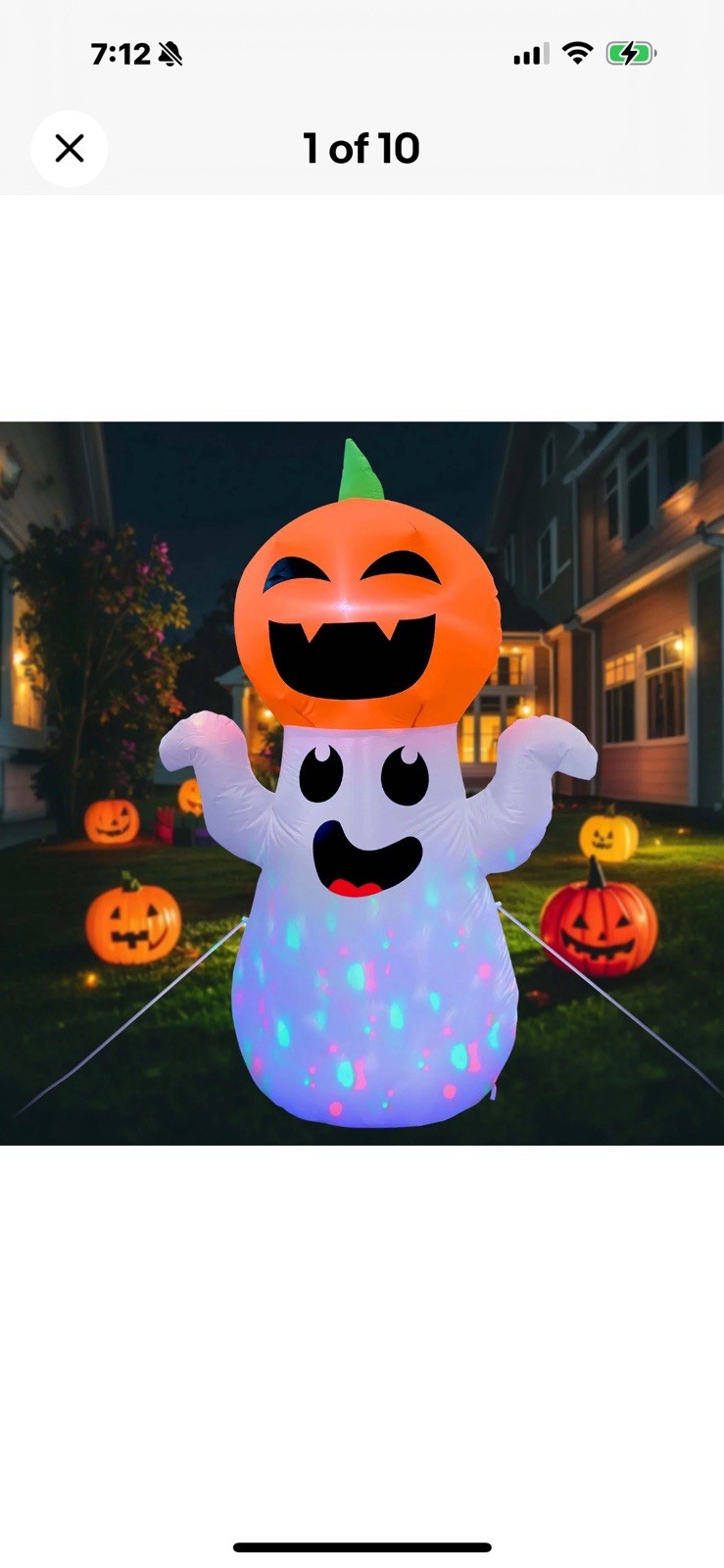 GVDV 5Ft Inflatable Pumpkin Ghost with 360° Colorful LED Lights for Decor0
