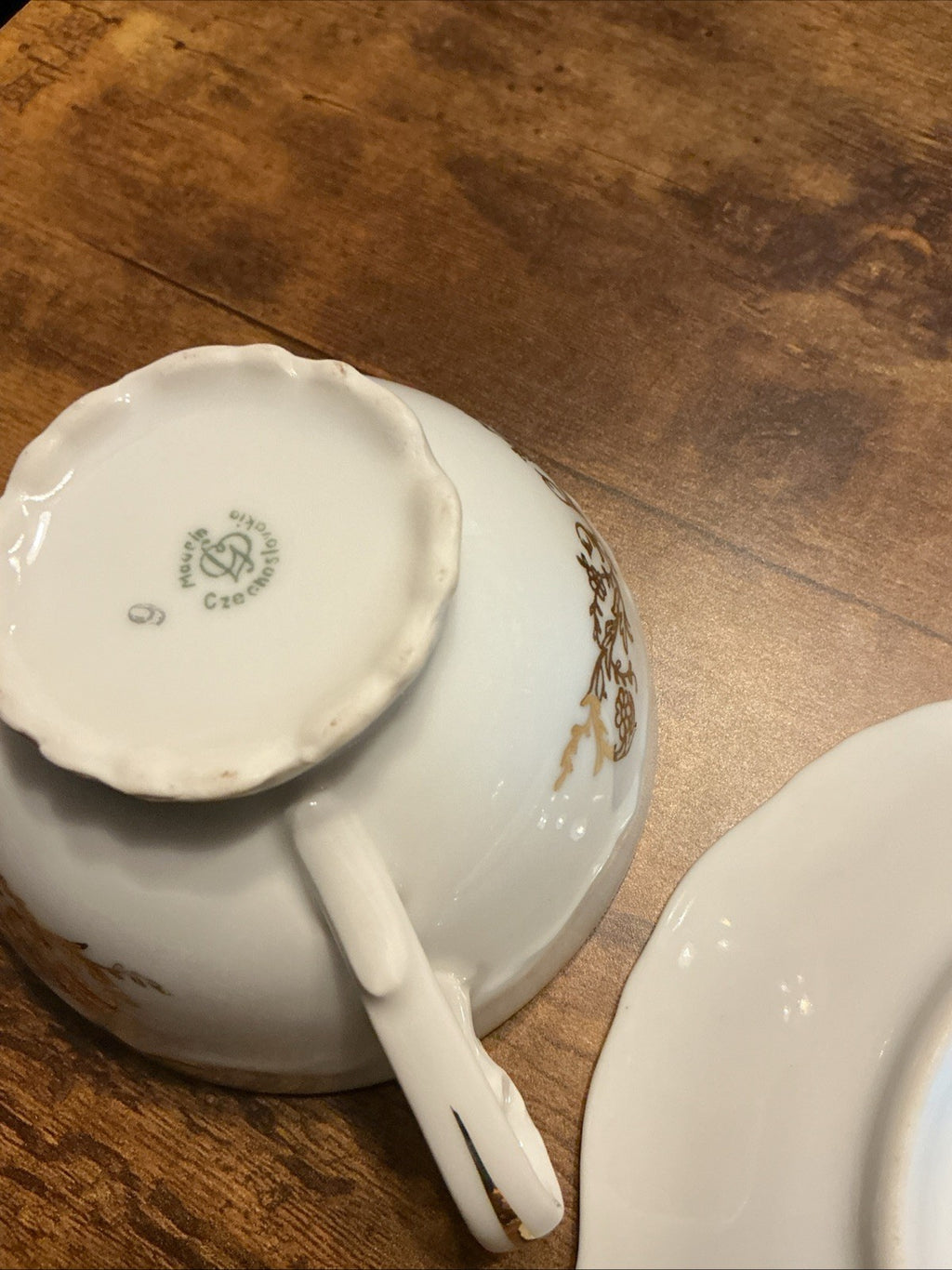 Czech Republic Teacup And Saucer - Roses With Gold CHN 23 WHT 13