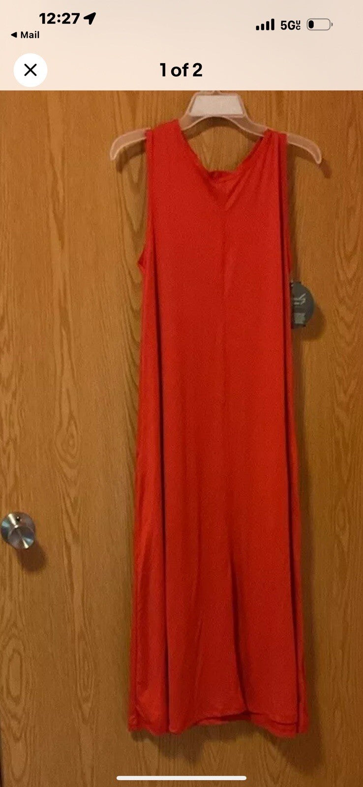 Daily Ritual Women's  Red Round Neck Sleeveless  Midi Tank Dress Small BIN 61