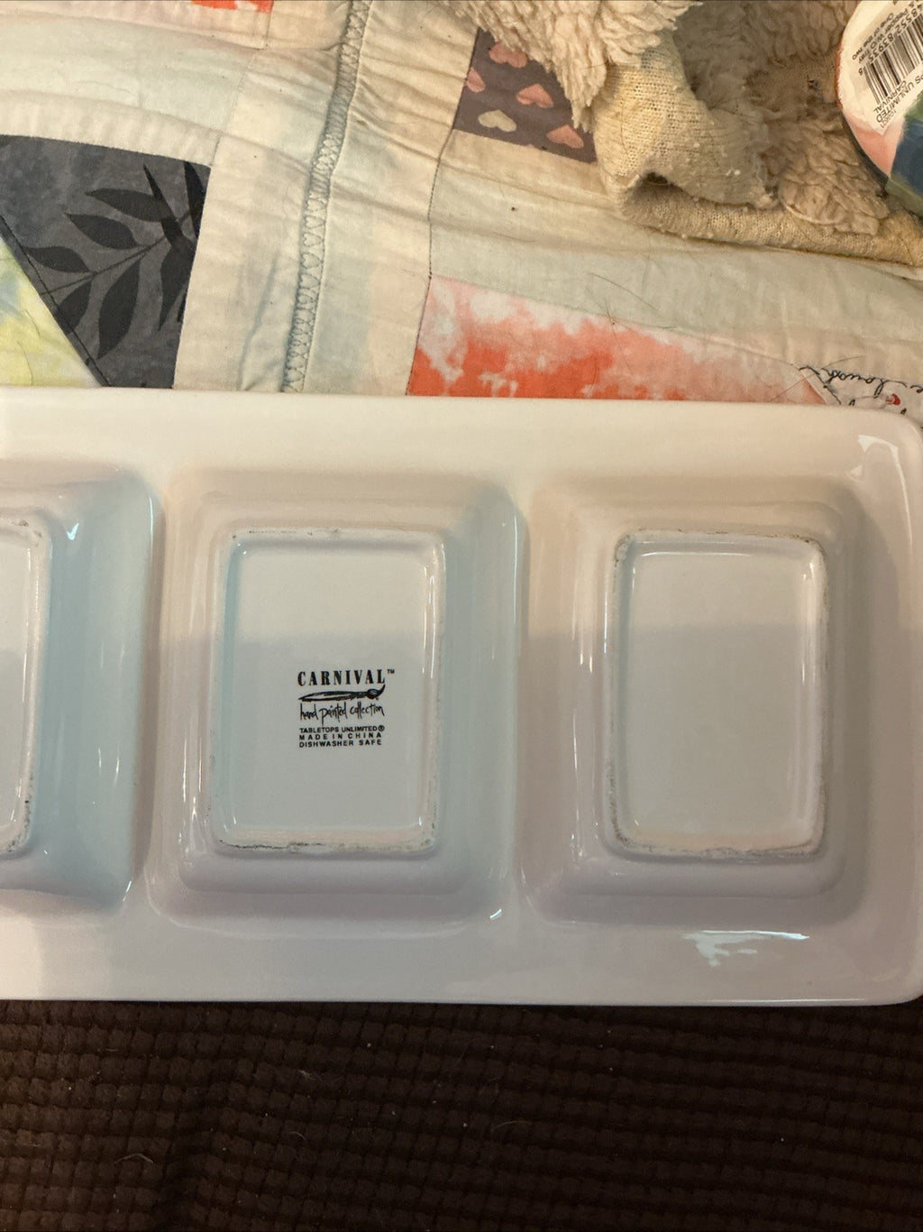 Carnival 3 Part Relish Dish And Matching Salt & Pepper Shakers CHN 28 WHT 13