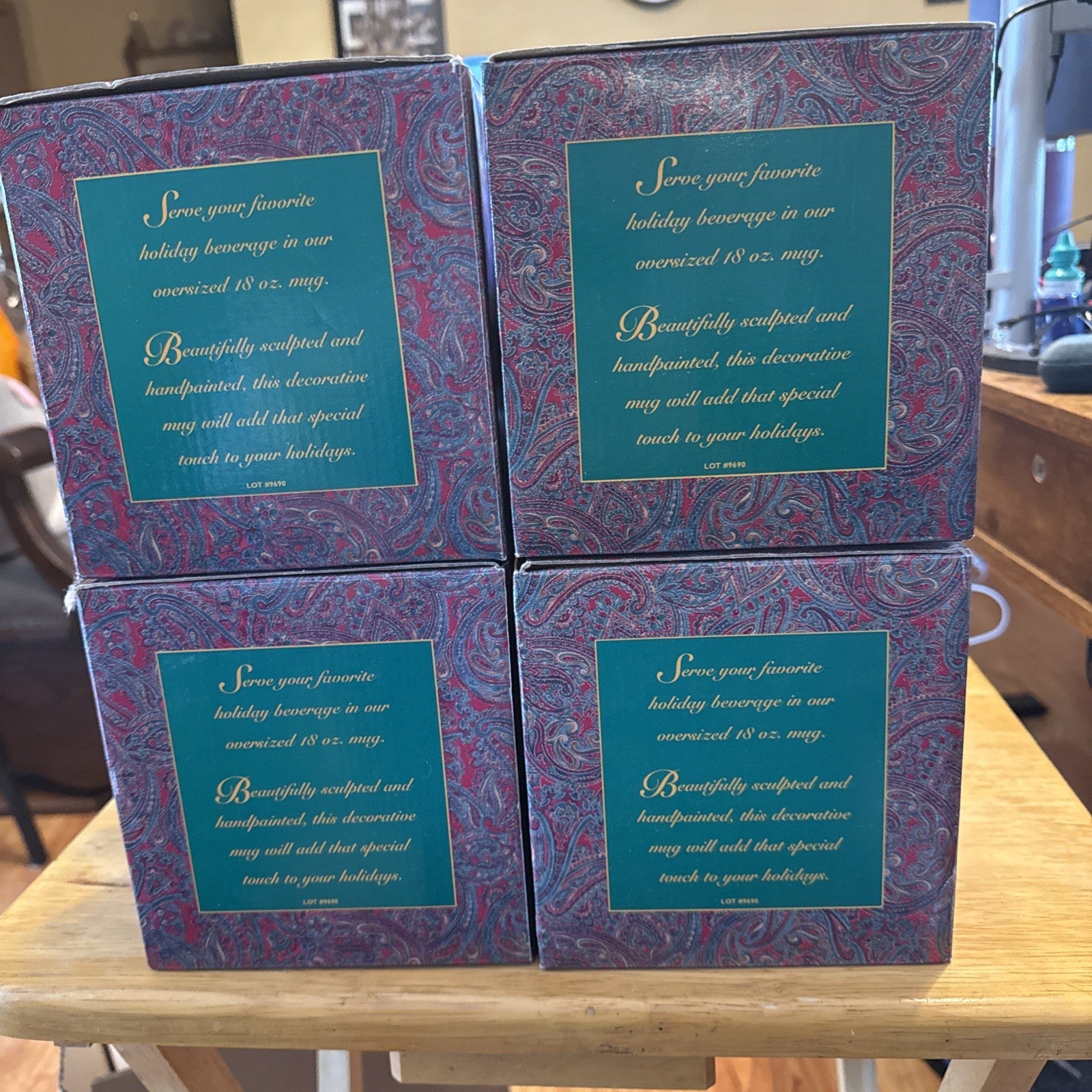 Tis The Season Holiday Mug Set Of Four Mugs W/ Original Boxes Brand New BIN 995