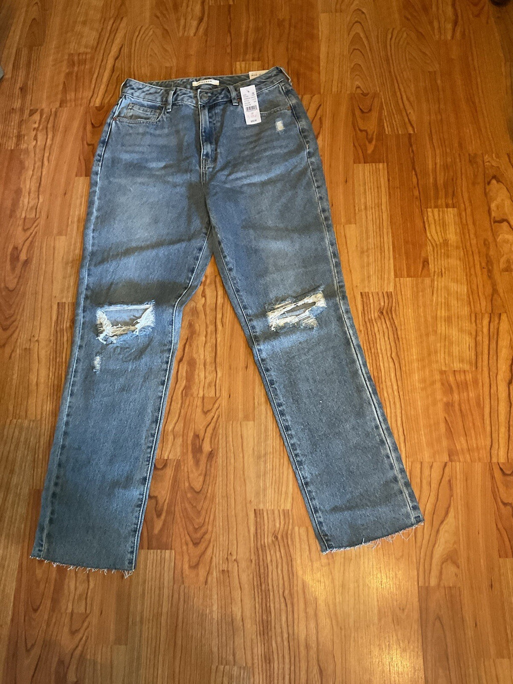 Pacific Sunwear Ripped And Frayed Hem  Light Wash Jeans Size 27 Bin 30