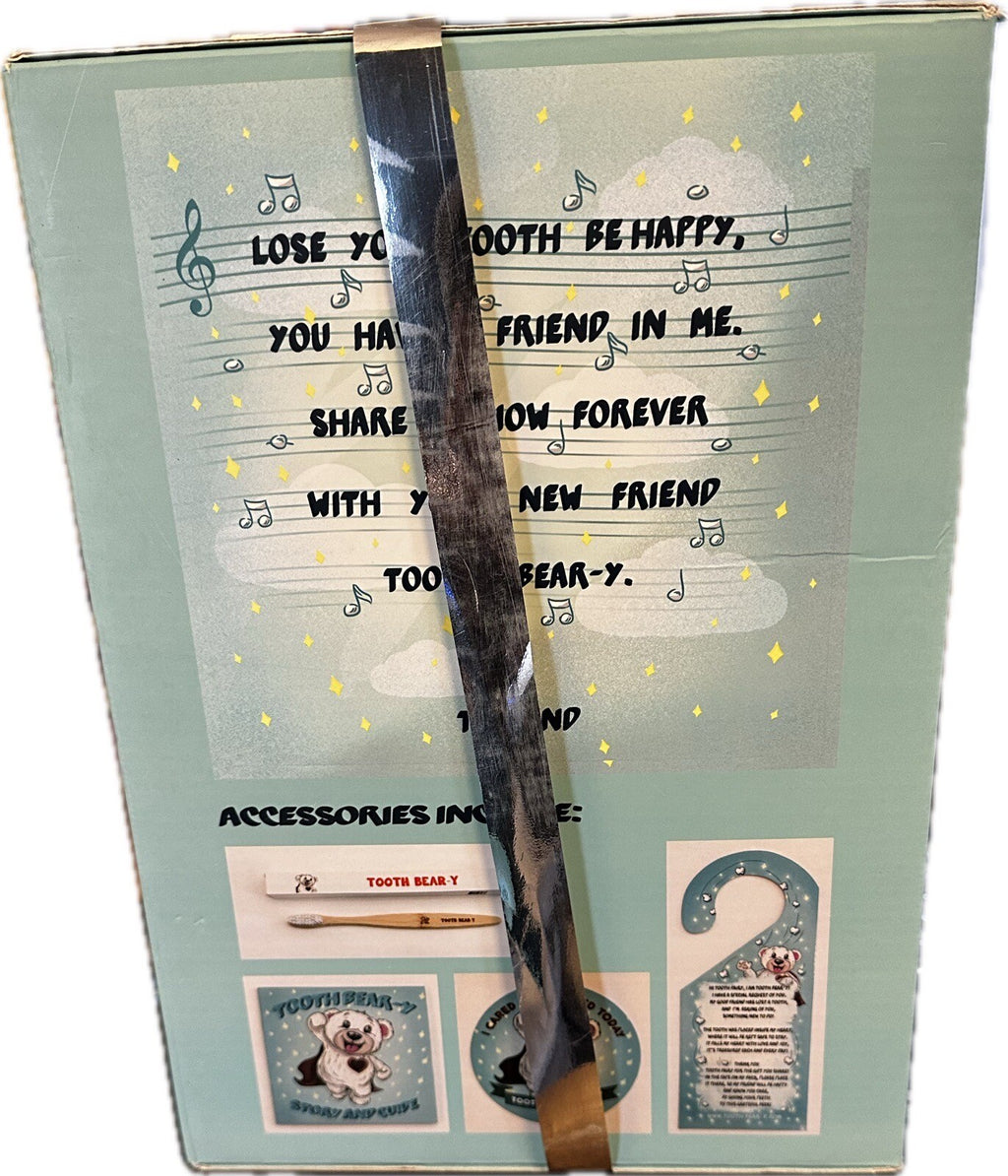 TOOTH BEAR-Y TOOTHBRUSH STORY BOOK & KEEPSAKE TOOTH FAIRY TEDDY BEAR PLUSH3