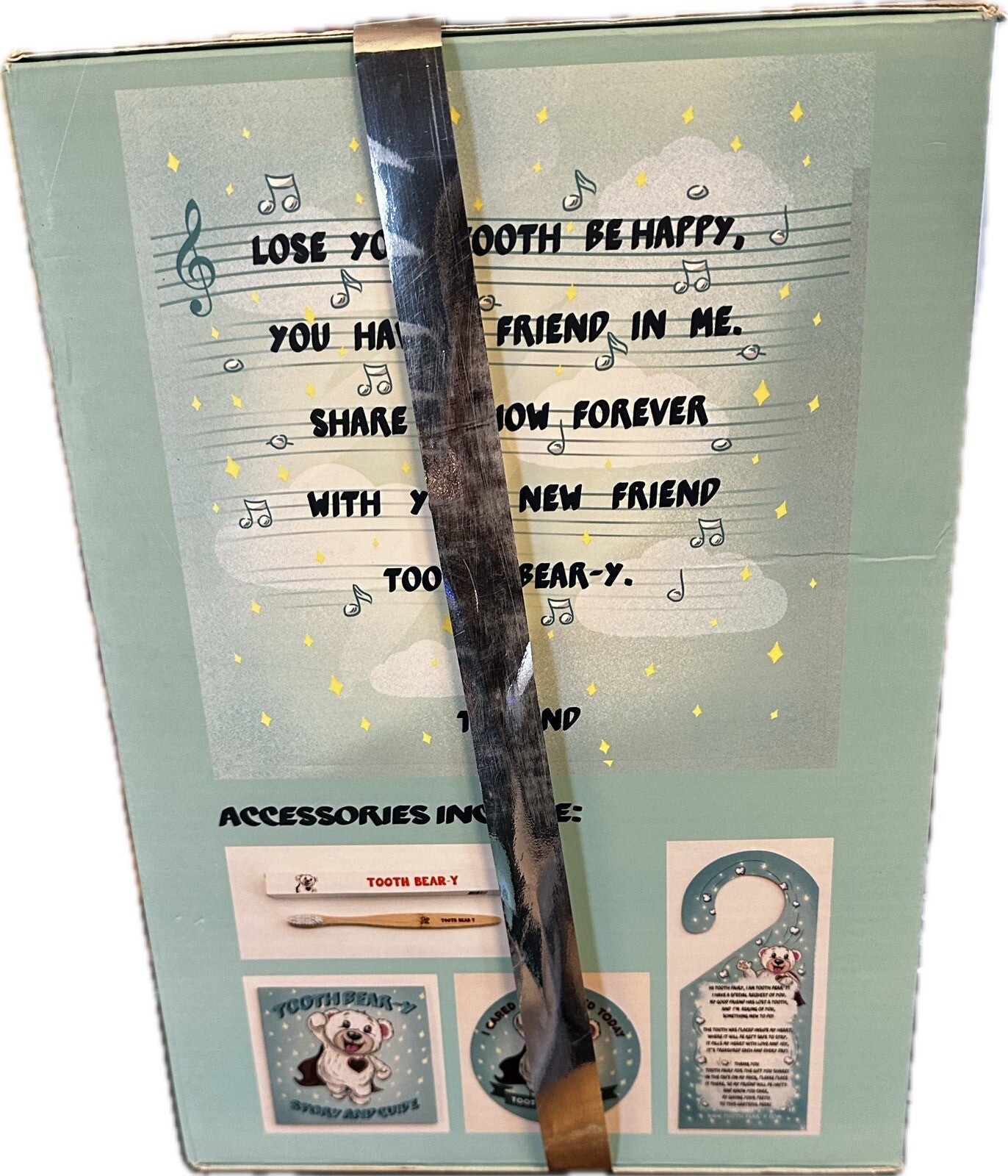 TOOTH BEAR-Y TOOTHBRUSH STORY BOOK & KEEPSAKE TOOTH FAIRY TEDDY BEAR PLUSH3