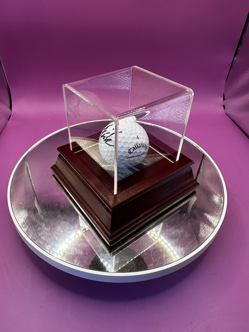 Clubhouse- Golf Ball  Display Case With Signed Stewart Cink Golf Ball COA WHT 32