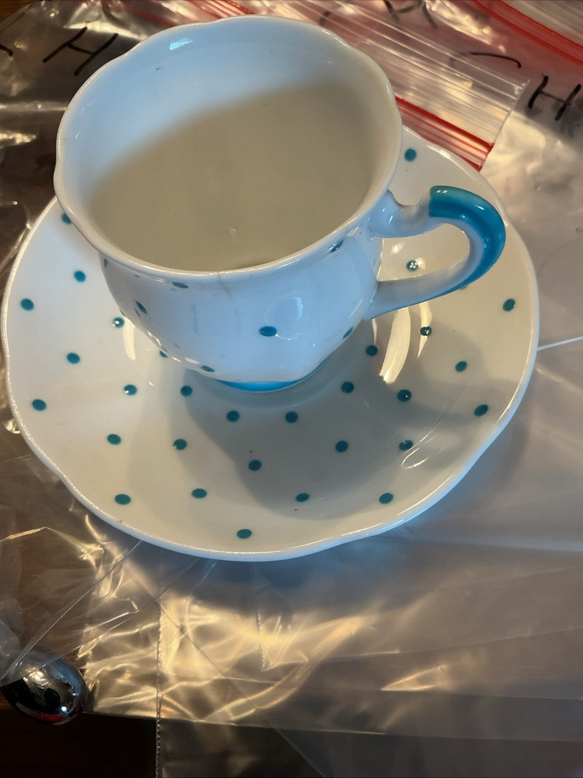 Royal Standard 795 Blue Dot Tea Cup and Saucer Set CHN 050