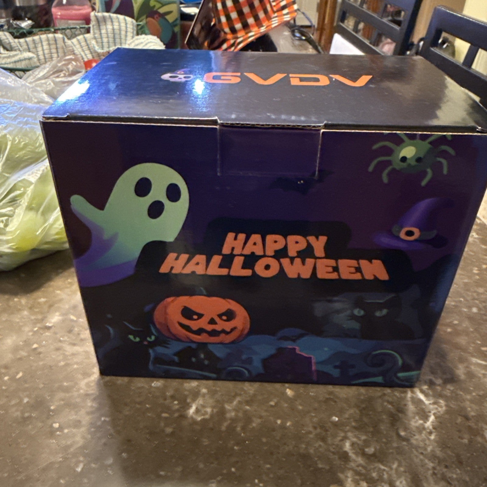 GVDV 5Ft Inflatable Pumpkin Ghost with 360° Colorful LED Lights for Decor3