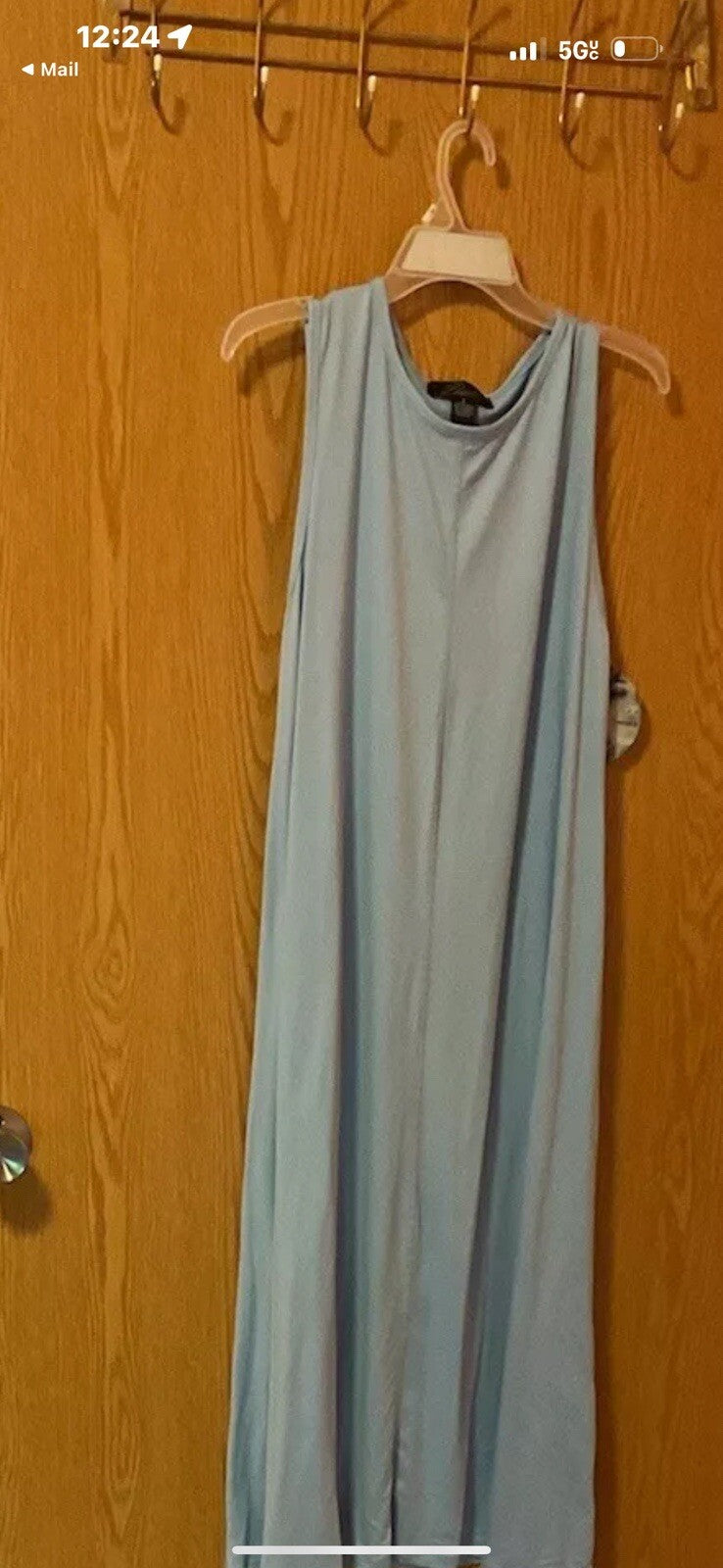 Daily Ritual Women's Round Neck Sleeveless Lt Blue Midi Tank Dress Small BIN 61