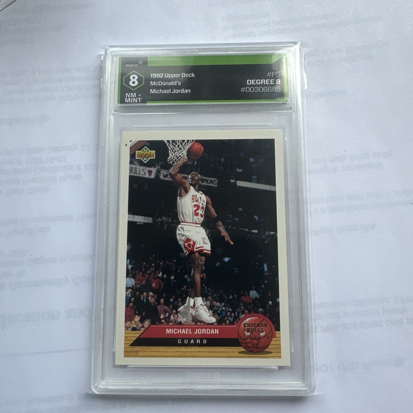 1992-93 Upper Deck McDonald’s            P5 Michael Jordan NM-MINT GRADE 80