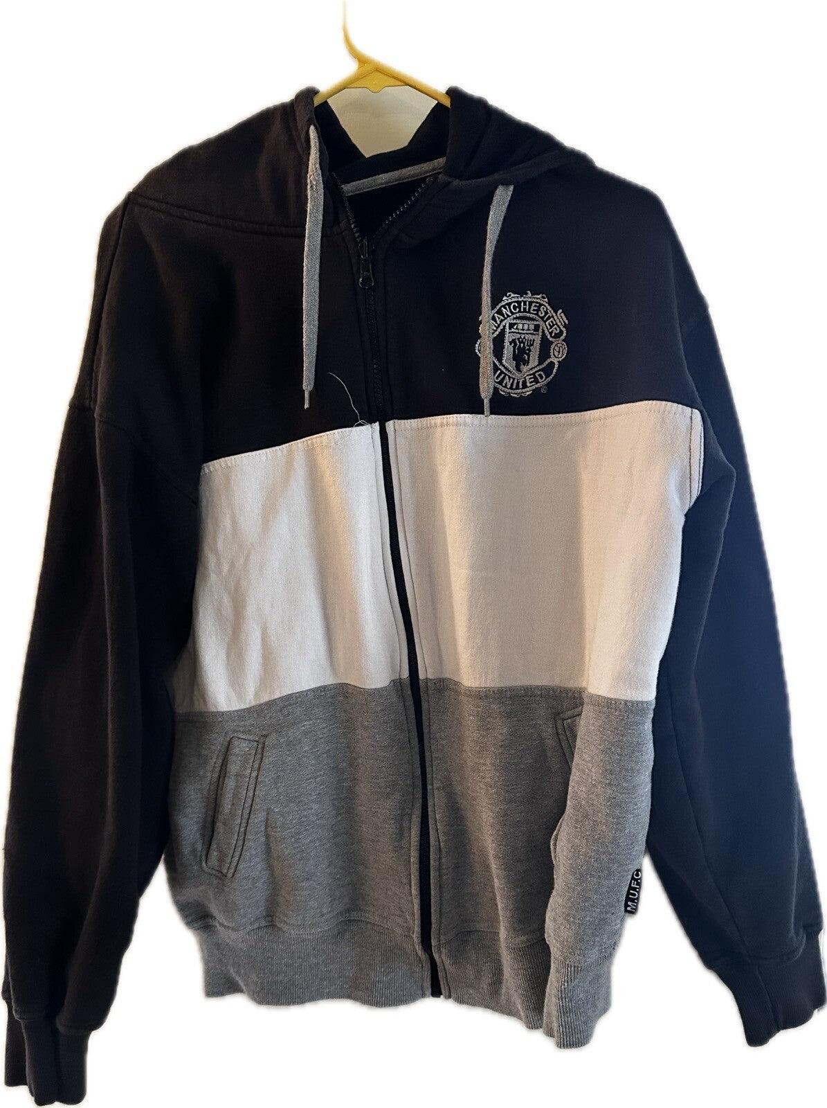 Manchester United 3-Stripes Track Jacket, Gray/White and Black SZ LARGE BG 5870