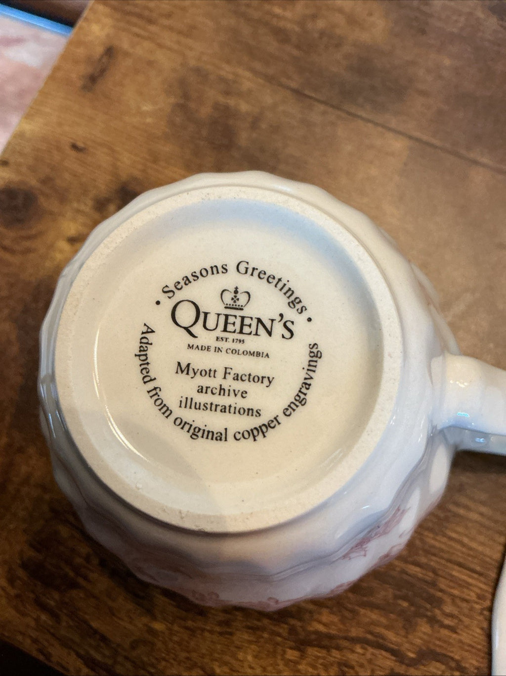 Queen's Seasons Greetings Myott Factory Cup & Saucer CHN 153