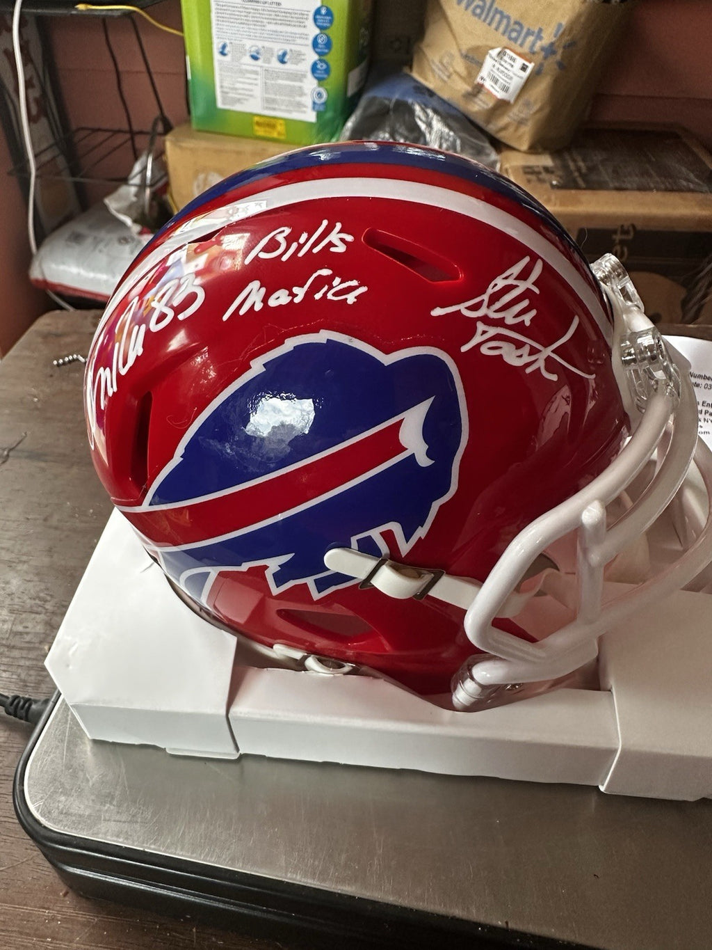 Andre Reed/Steve Tasker signed inscribed mini helmet Buffalo Bills TSE COA0
