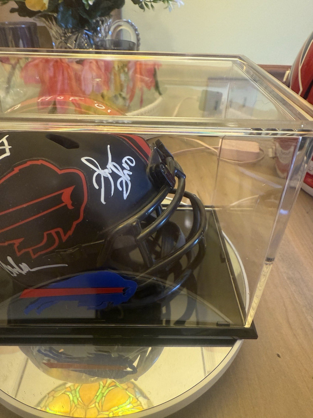 Kelly/Thomas/Reed/Levy “K-GUN” Signed Buffalo Bills Eclipse Mini Helmet JSA/TSE2