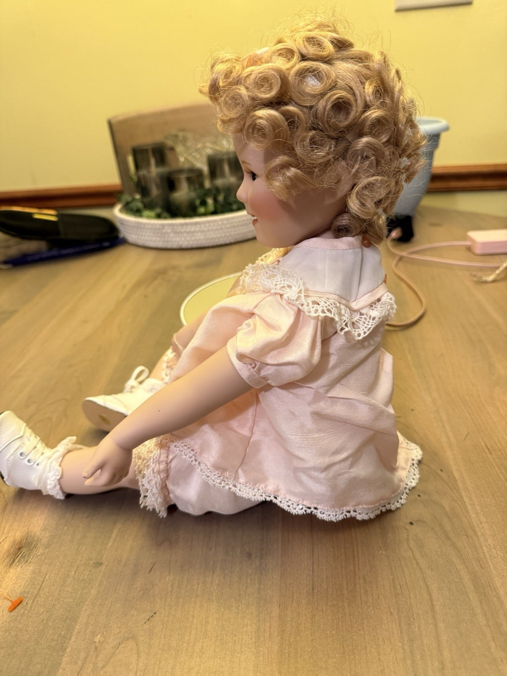 Danbury Mint Little Miss SHIRLEY TEMPLE Doll/RARE Uranium Green Glass Eyes W/Box1