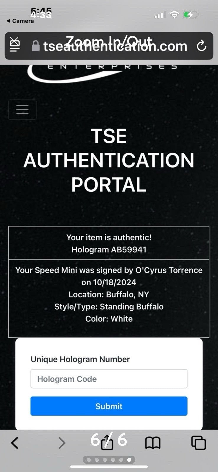 O’cyrus Torrence - Signed Buffalo Bills Speed Mini Helmet TSE COA4
