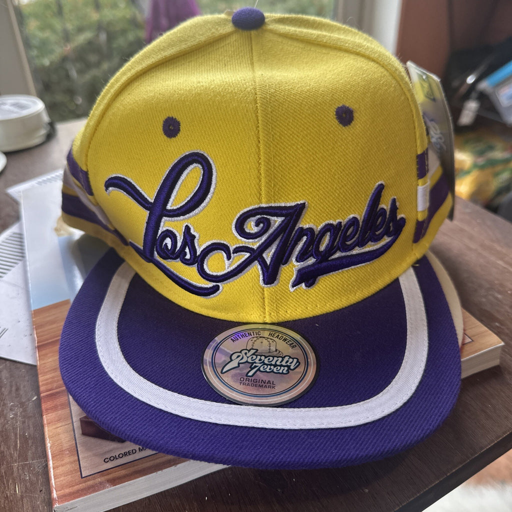 Los Angeles Collector Edition Seventy Seven Hat Yellow Purple Snap Cap NWT BIN 90