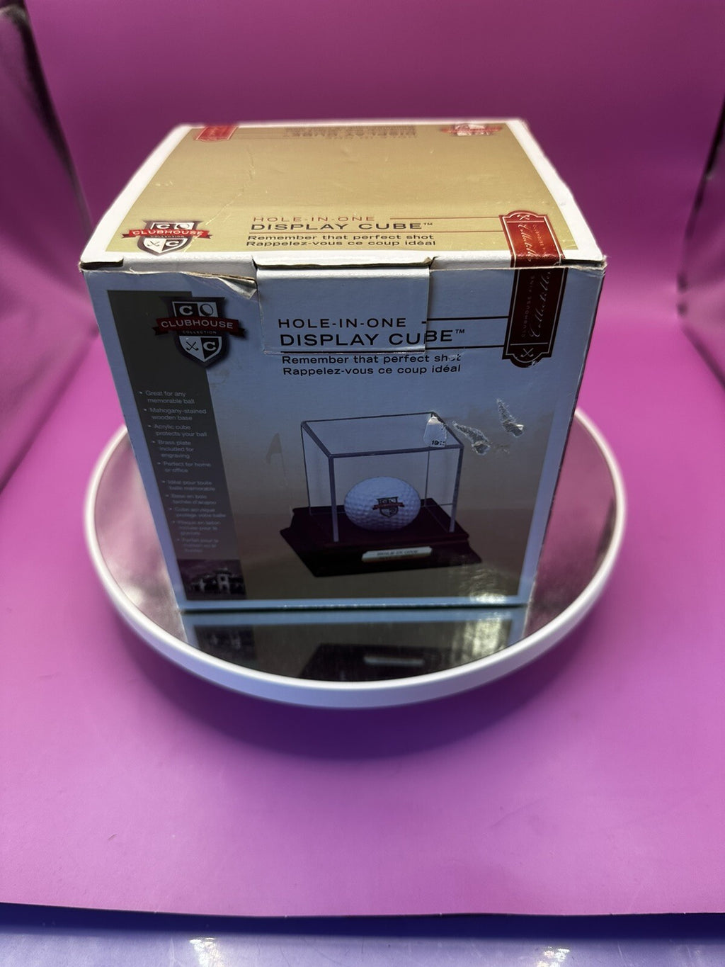 Clubhouse- Golf Ball  Display Case With Signed Stewart Cink Golf Ball COA WHT 33