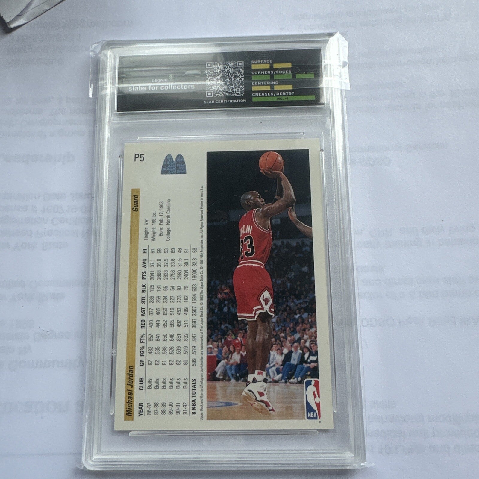1992-93 Upper Deck McDonald’s            P5 Michael Jordan NM-MINT GRADE 81