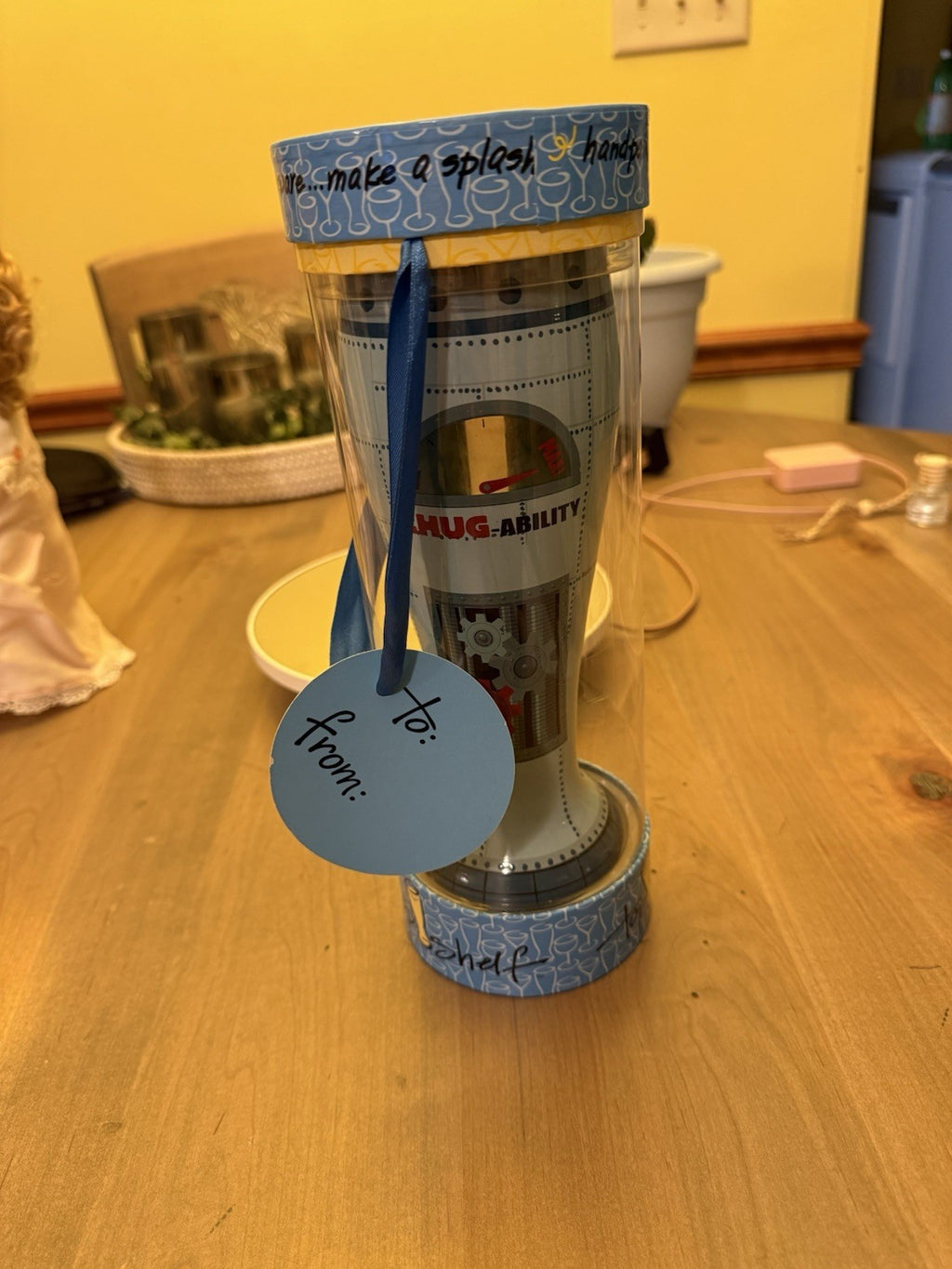 TOP SHELF PILSNER BEER GLASS “BEER-O-METER” HANDPAINTED SHE MLM0