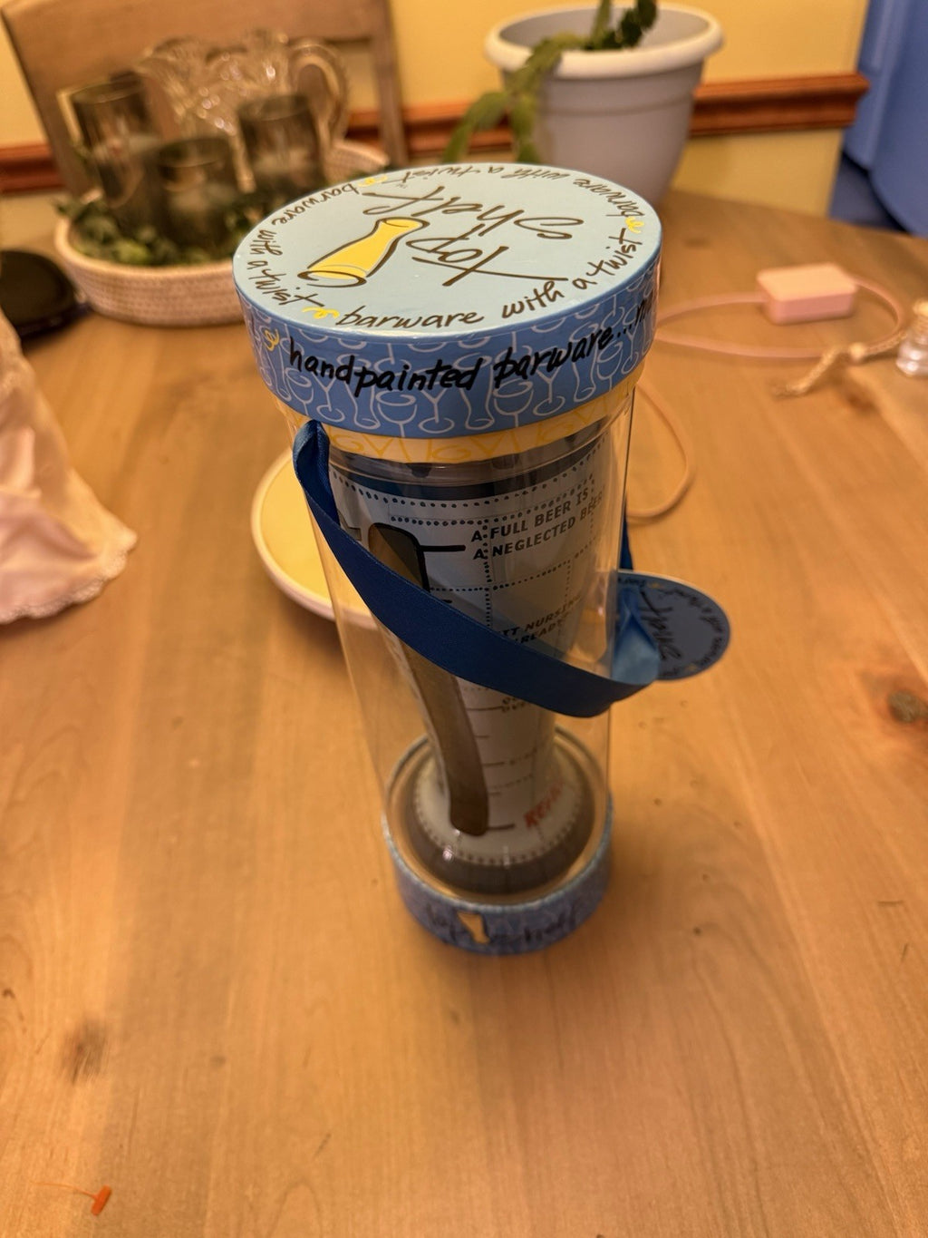 TOP SHELF PILSNER BEER GLASS “BEER-O-METER” HANDPAINTED SHE MLM2